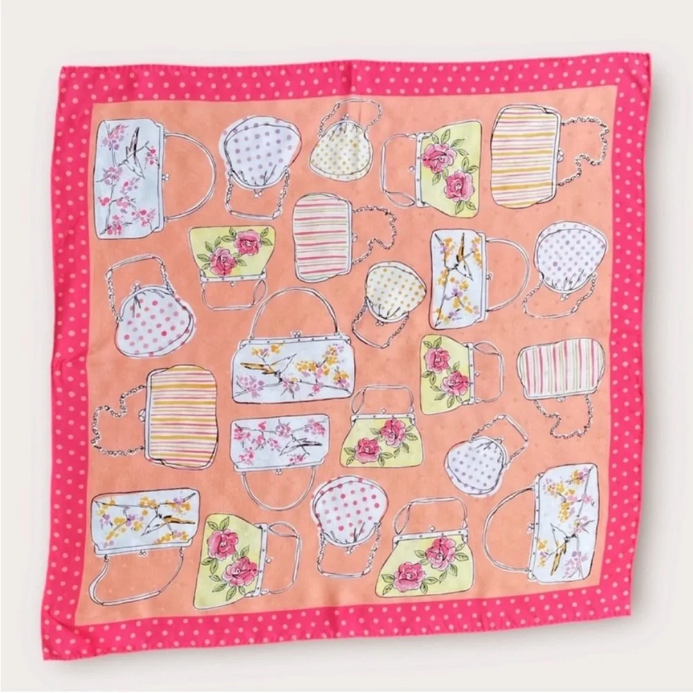 Talbots silk pink purse print scarf